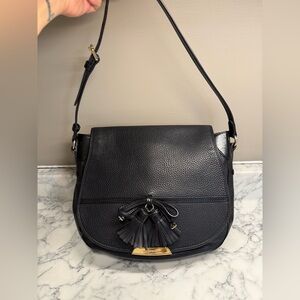 Burberry Maydown Leather Shoulder Bag Black